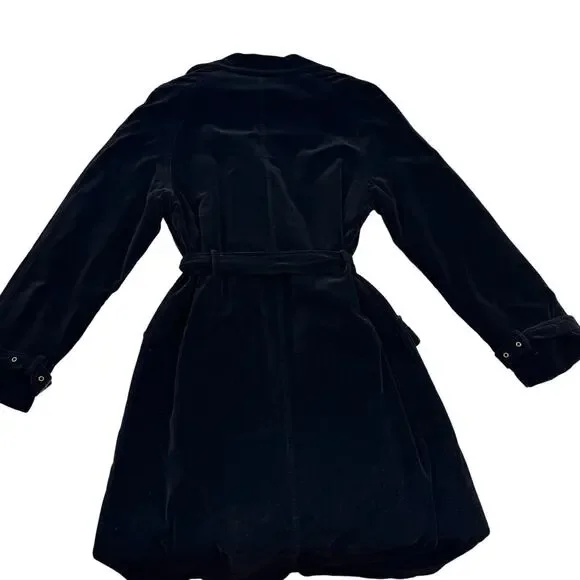 Newport News Goth Edgy Witchy Velvet Long Classic Trench Coat Women's Size 10 - Picture 3 of 8
